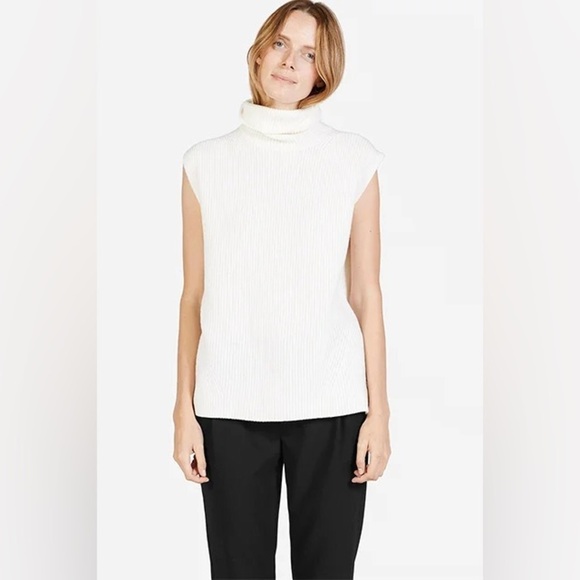 Everlane The Chunky Wool Sleeveless Turtleneck in Cream Size Large - Picture 1 of 12